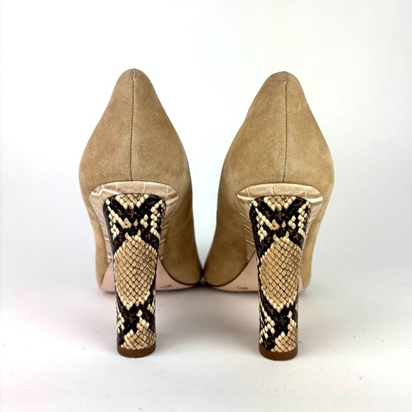 Chic Jessica Simpson Suede Pumps with Snakeskin Block Heels – Size 7.5 - Picture 5 of 13